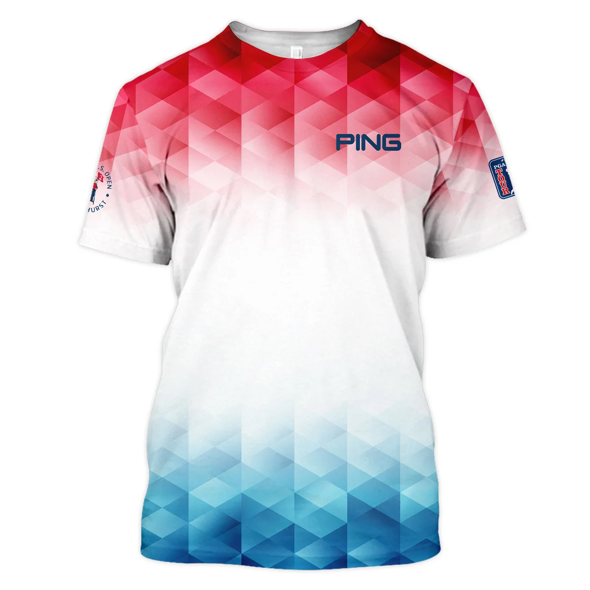 124th U.S. Open Pinehurst Ping Golf Sport Unisex T-Shirt Blue Red Abstract Geometric Triangles All Over Print T-Shirt