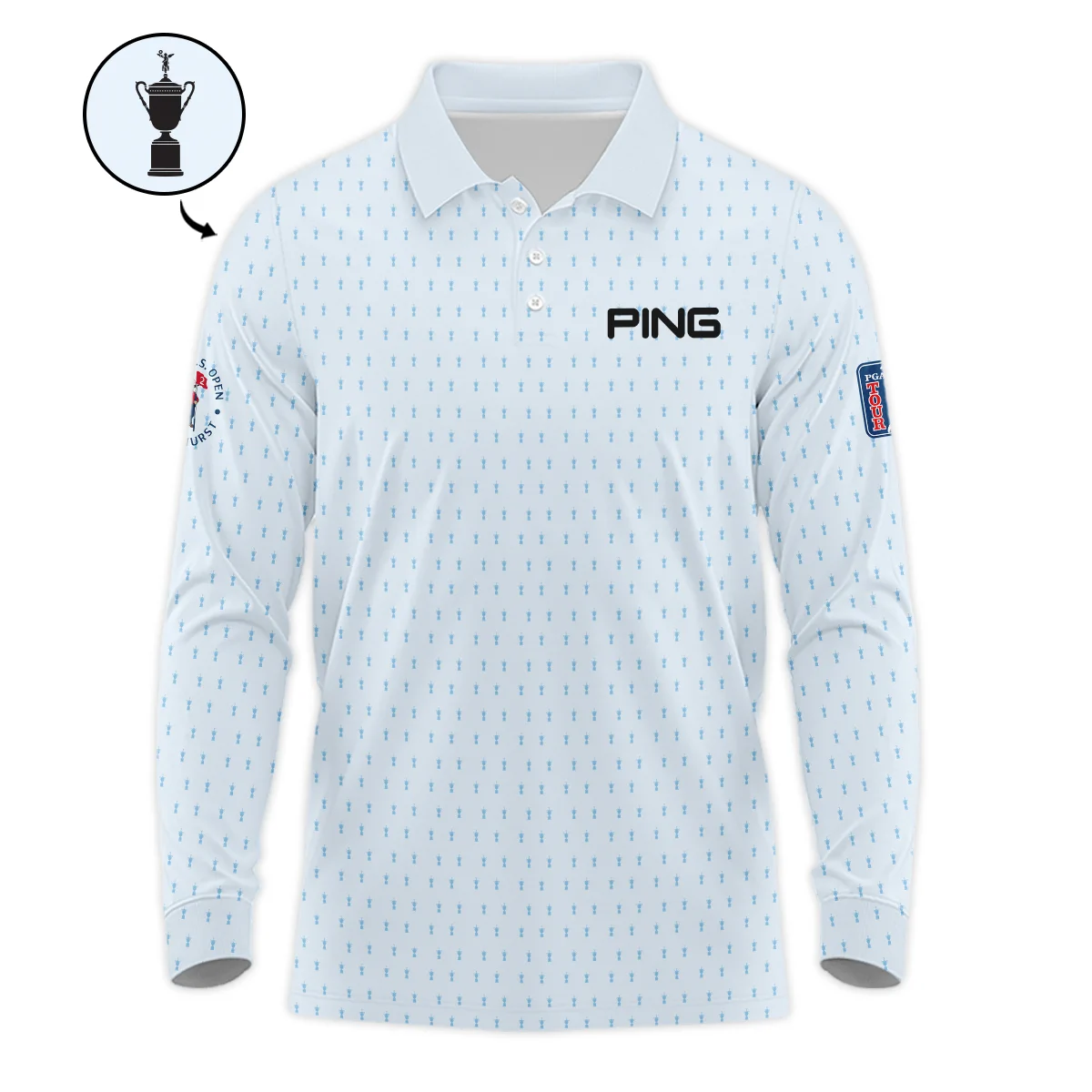 124th U.S. Open Pinehurst Ping Stand Colar Jacket Sports Pattern Cup Color Light Blue All Over Print Stand Colar Jacket