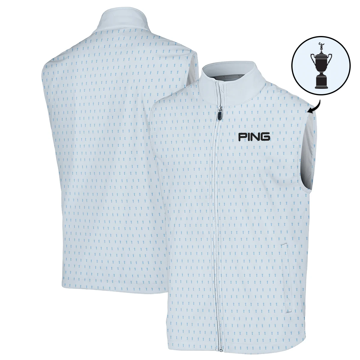 124th U.S. Open Pinehurst Ping Long Polo Shirt Sports Pattern Cup Color Light Blue All Over Print Long Polo Shirt For Men
