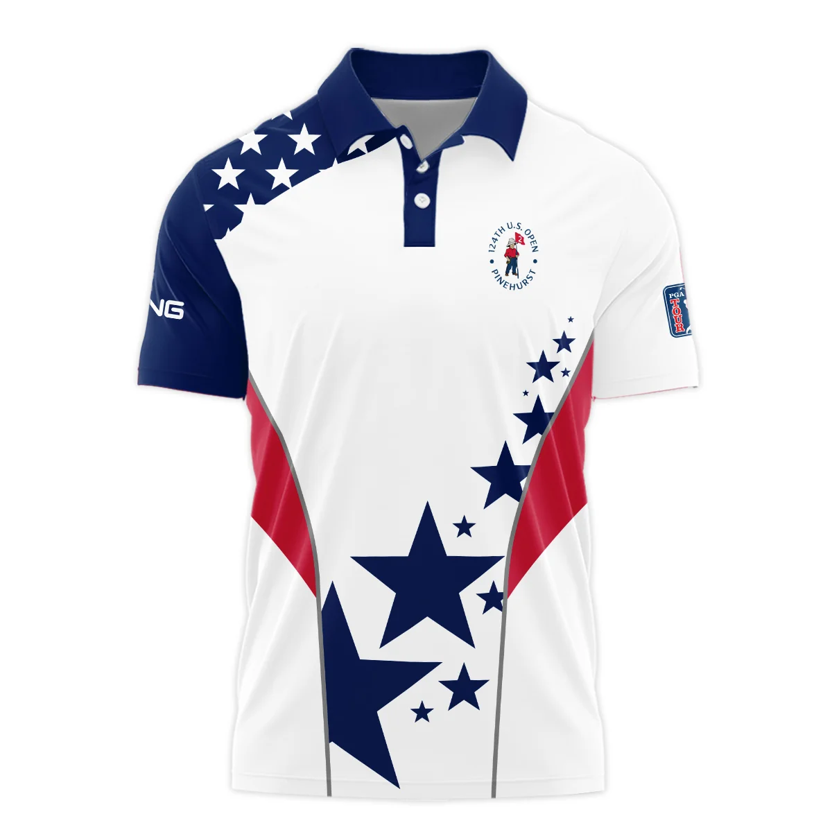 124th U.S. Open Pinehurst Ping Stars US Flag White Blue Polo Shirt Style Classic Polo Shirt For Men