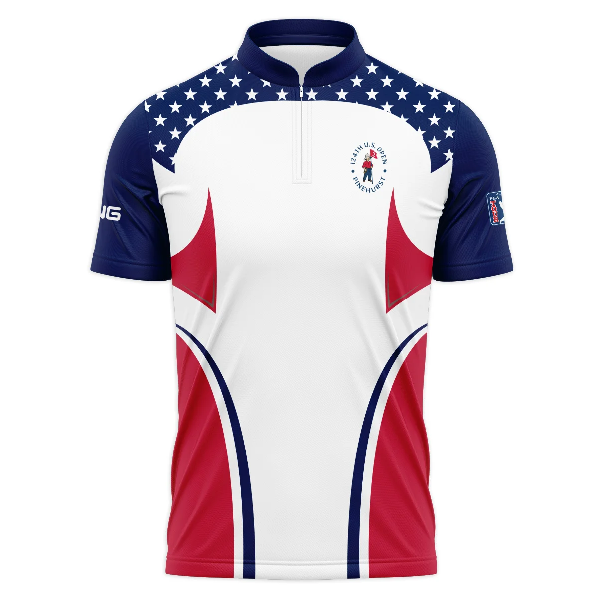 124th U.S. Open Pinehurst Ping Stars White Dark Blue Red Line Zipper Hoodie Shirt Style Classic Zipper Hoodie Shirt