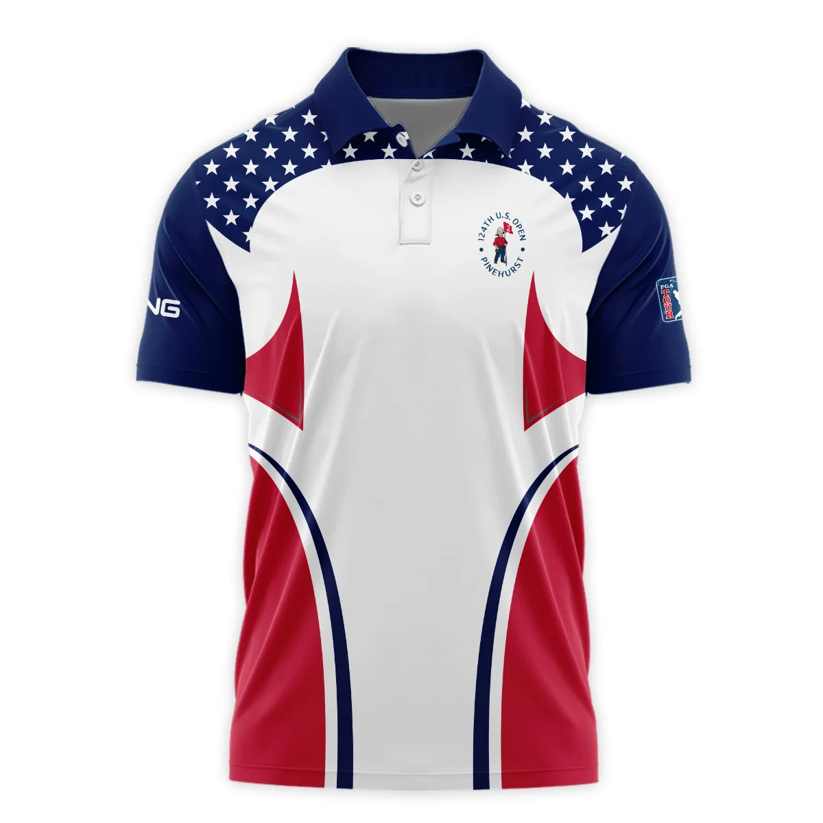 124th U.S. Open Pinehurst Ping Stars White Dark Blue Red Line Zipper Hoodie Shirt Style Classic Zipper Hoodie Shirt