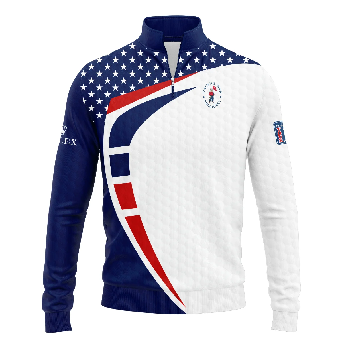 124th U.S. Open Pinehurst Rolex US Flag Blue Red Stars Quarter-Zip Jacket Style Classic Quarter-Zip Jacket