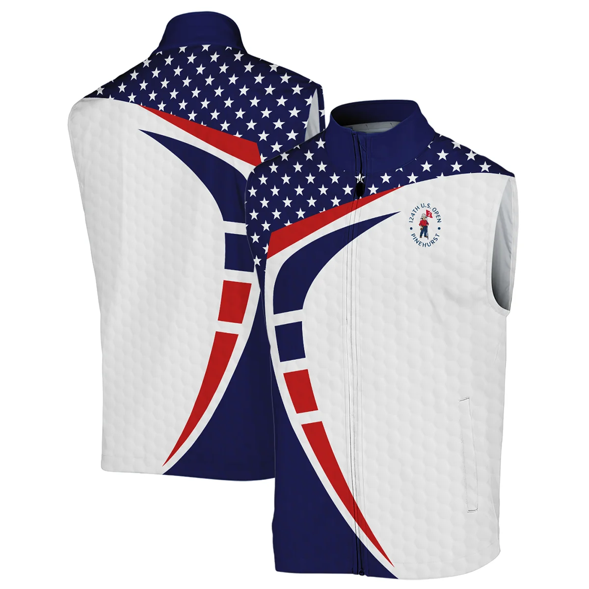 124th U.S. Open Pinehurst Rolex US Flag Blue Red Stars Sleeveless Jacket Style Classic Sleeveless Jacket