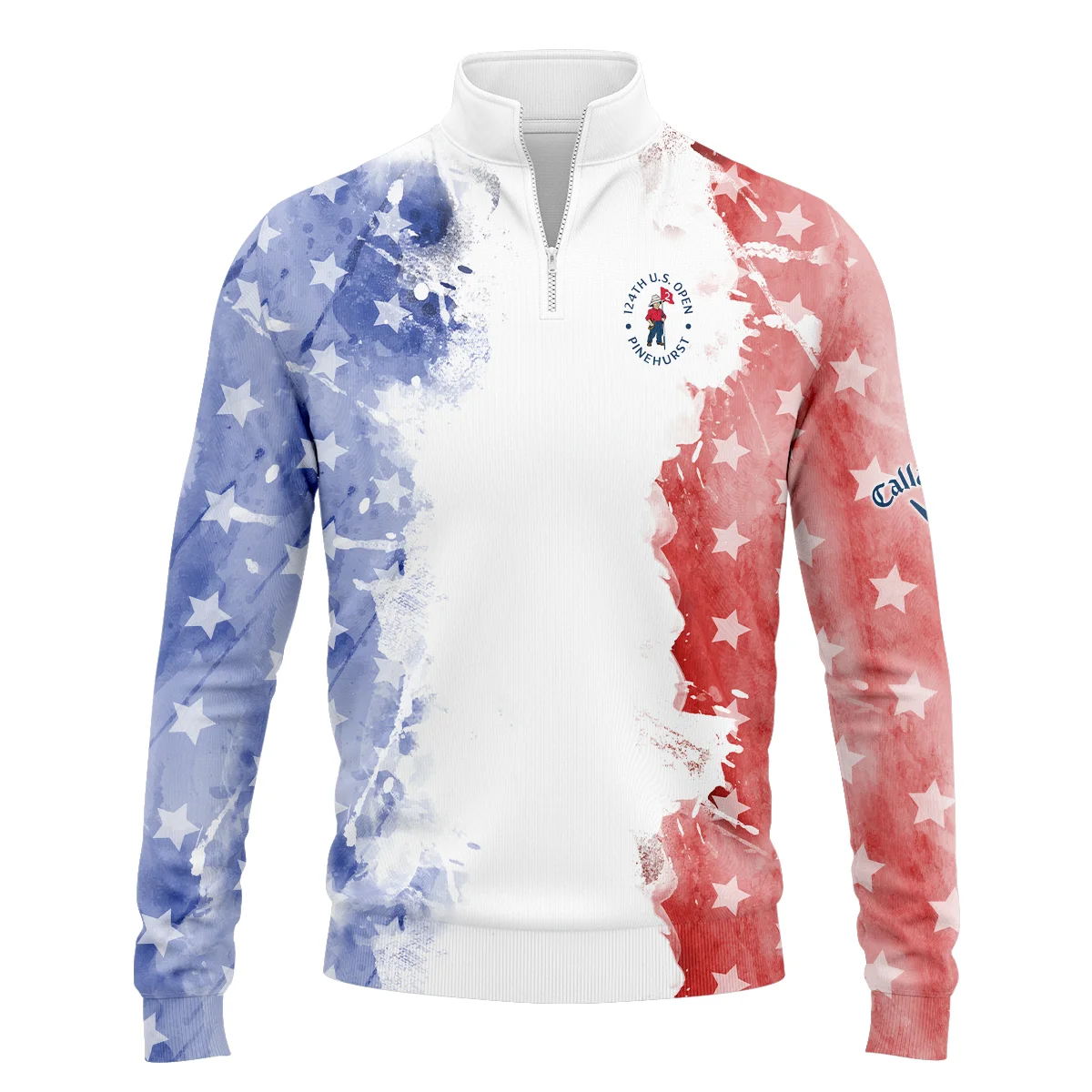 124th U.S. Open Pinehurst Special Version Callaway Quarter-Zip Jacket Blue Red Watercolor Quarter-Zip Jacket