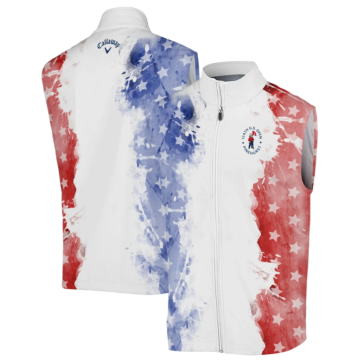 124th U.S. Open Pinehurst Special Version Callaway Sleeveless Jacket Blue Red Watercolor Sleeveless Jacket