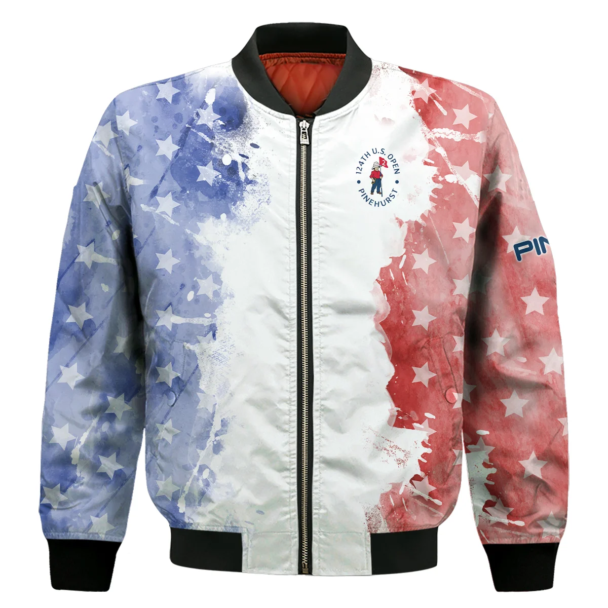 124th U.S. Open Pinehurst Special Version Ping Bomber Jacket Blue Red Watercolor Bomber Jacket