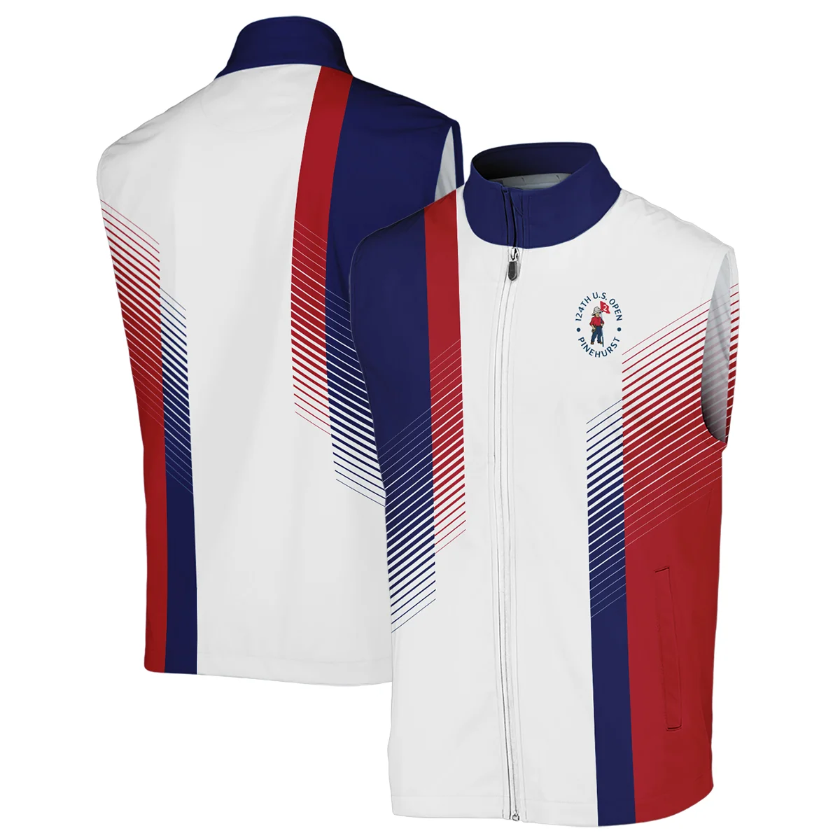 124th U.S. Open Pinehurst Sports Callaway Zipper Polo Shirt Golf Blue Red All Over Print Zipper Polo Shirt For Men