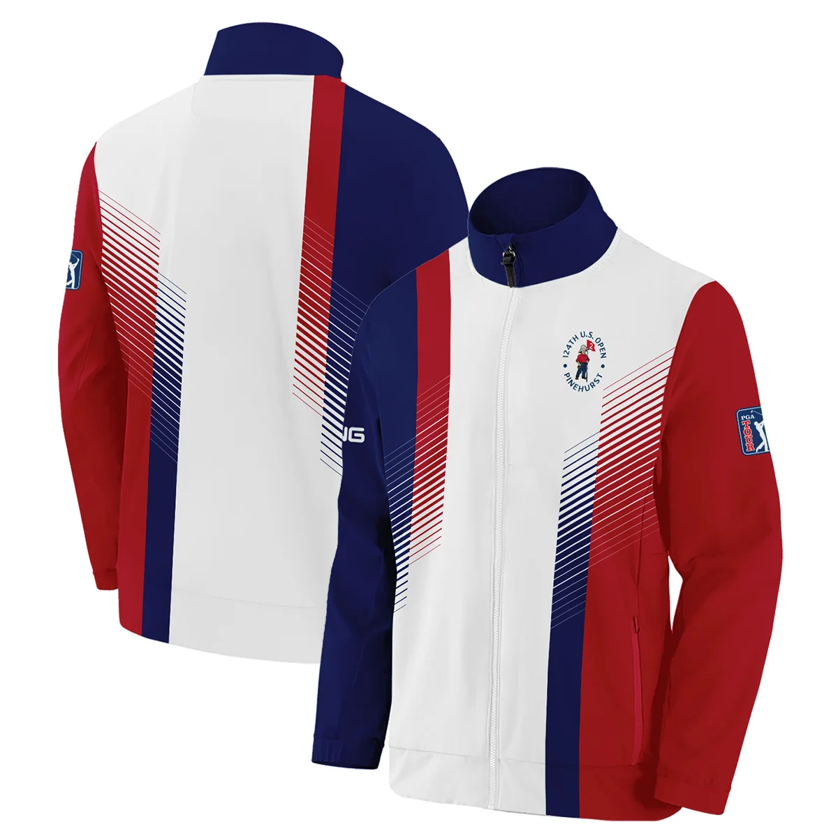 124th U.S. Open Pinehurst Sports Ping Zipper Hoodie Shirt Golf Blue Red All Over Print Zipper Hoodie Shirt