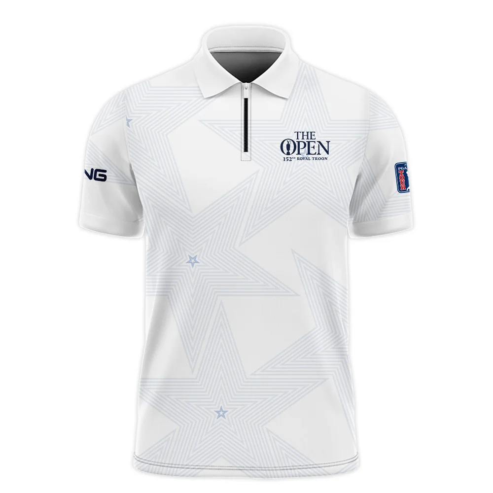 152nd The Open Championship Golf Ping Zipper Polo Shirt Stars White Navy Golf Sports All Over Print Zipper Polo Shirt For Men