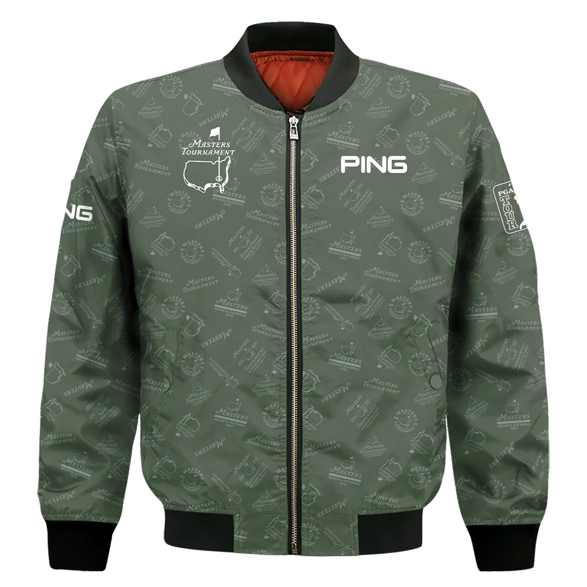 2024 Golf Pattern Masters Tournament Ping Bomber Jacket Dark Green Pattern All Over Print Bomber Jacket