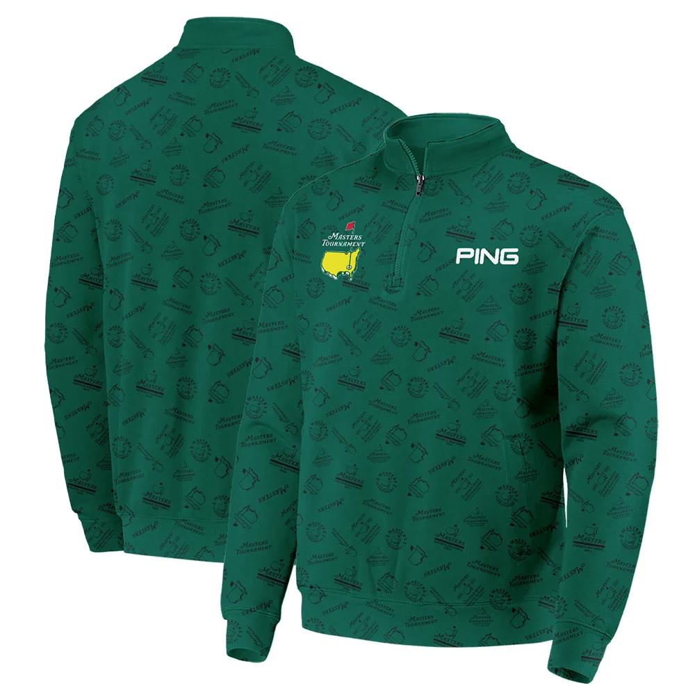 2024 Masters Tournament Ping Quarter-Zip Jacket Sports Green Color Pattern All Over Print Quarter-Zip Jacket