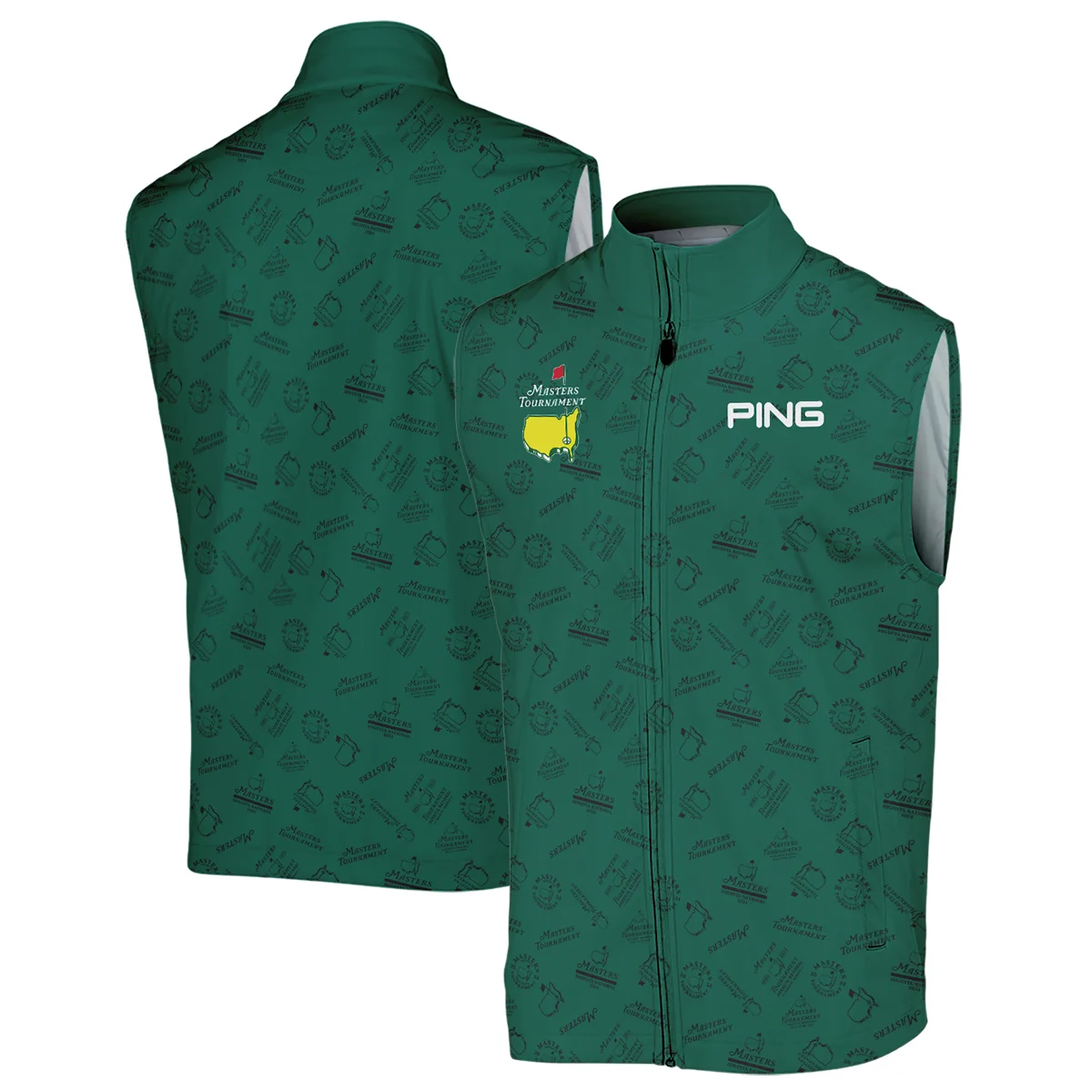 2024 Masters Tournament Ping Zipper Polo Shirt Sports Green Color Pattern All Over Print Zipper Polo Shirt For Men