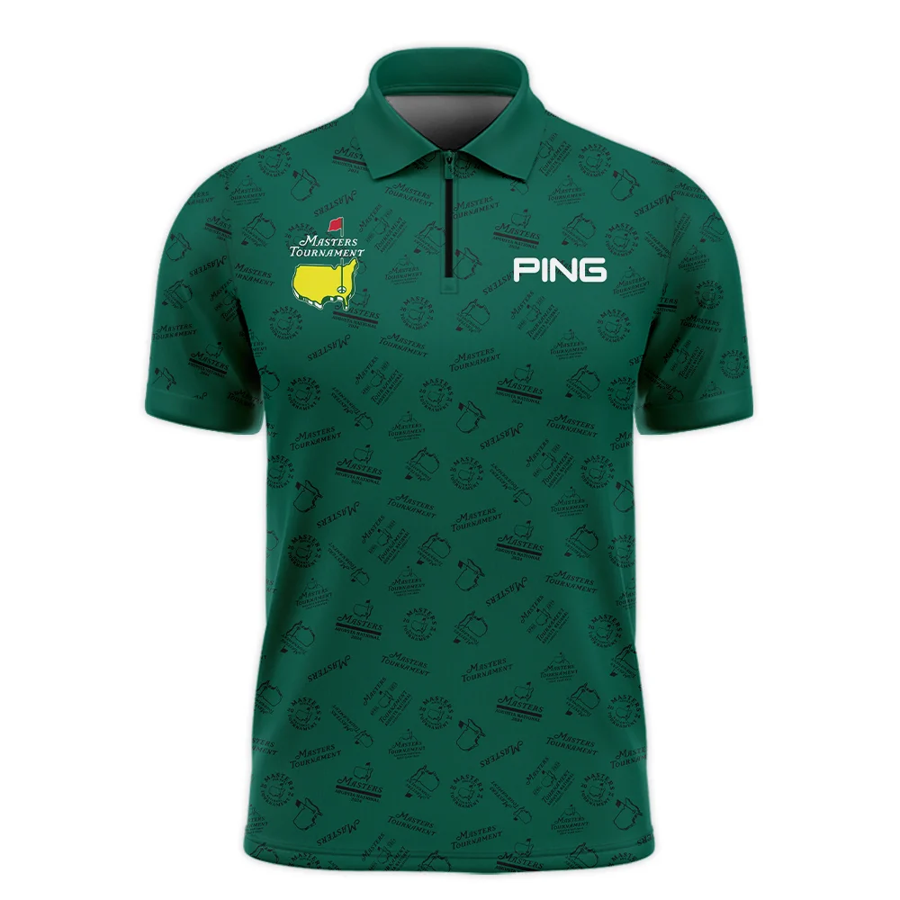 2024 Masters Tournament Ping Zipper Polo Shirt Sports Green Color Pattern All Over Print Zipper Polo Shirt For Men