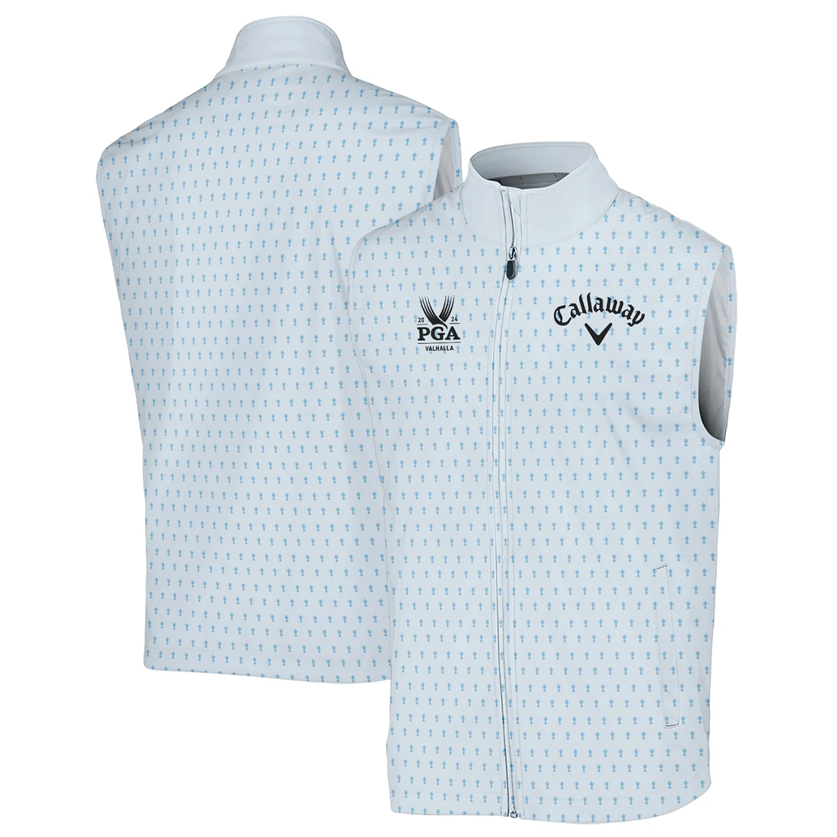 2024 PGA Championship Callaway Golf Sleeveless Jacket Light Blue Pastel Golf Cup Pattern All Over Print Sleeveless Jacket