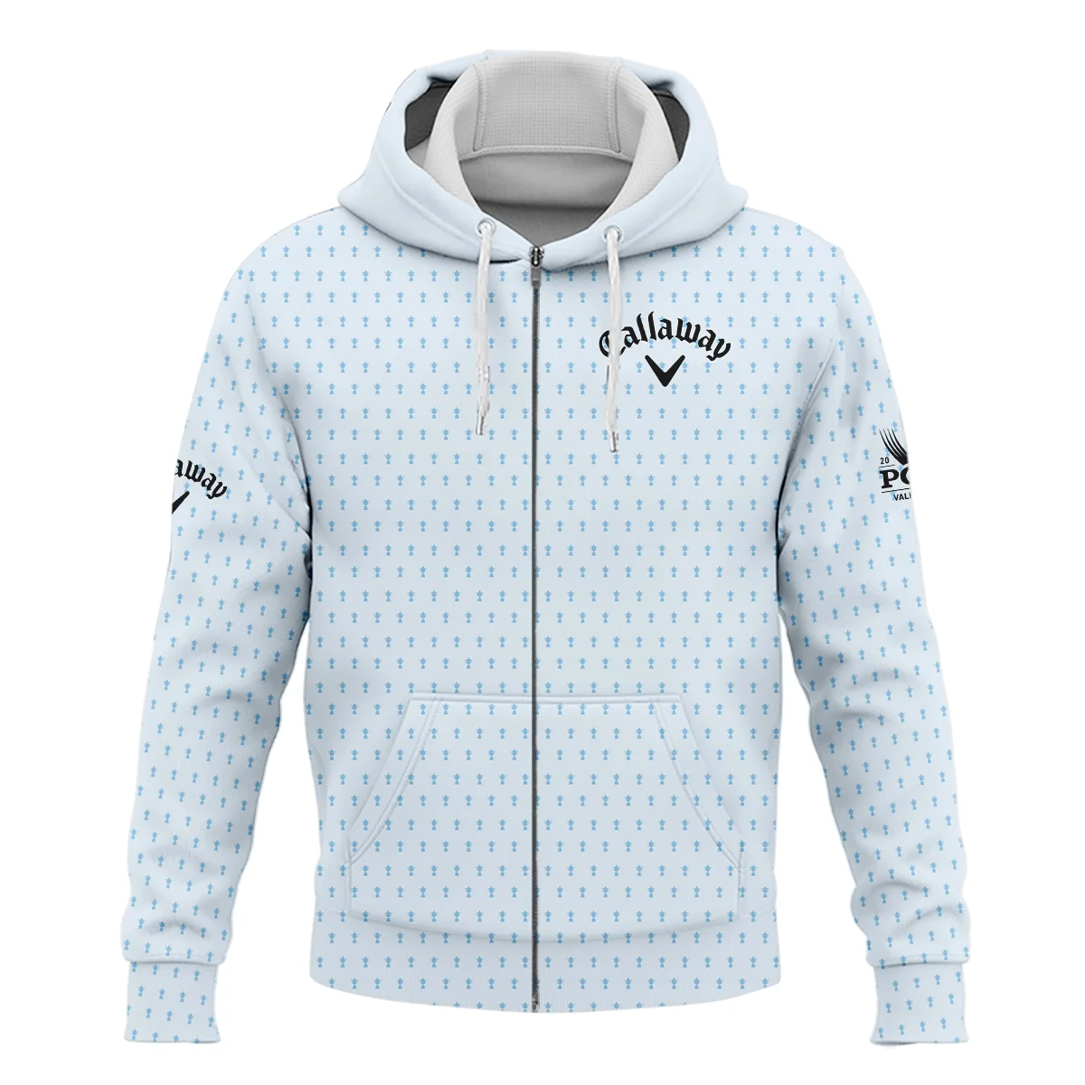 2024 PGA Championship Callaway Golf Zipper Hoodie Shirt Light Blue Pastel Golf Cup Pattern All Over Print Zipper Hoodie Shirt