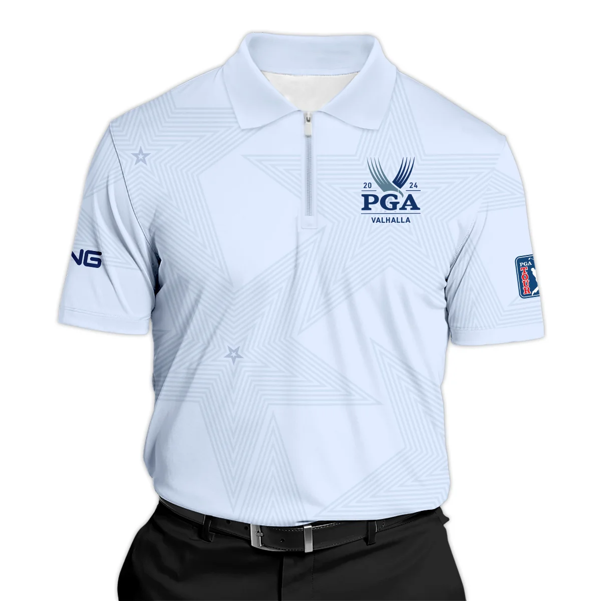 2024 PGA Championship Golf Sport Ping Long Polo Shirt Sports Star Sripe Lavender Mist Long Polo Shirt For Men