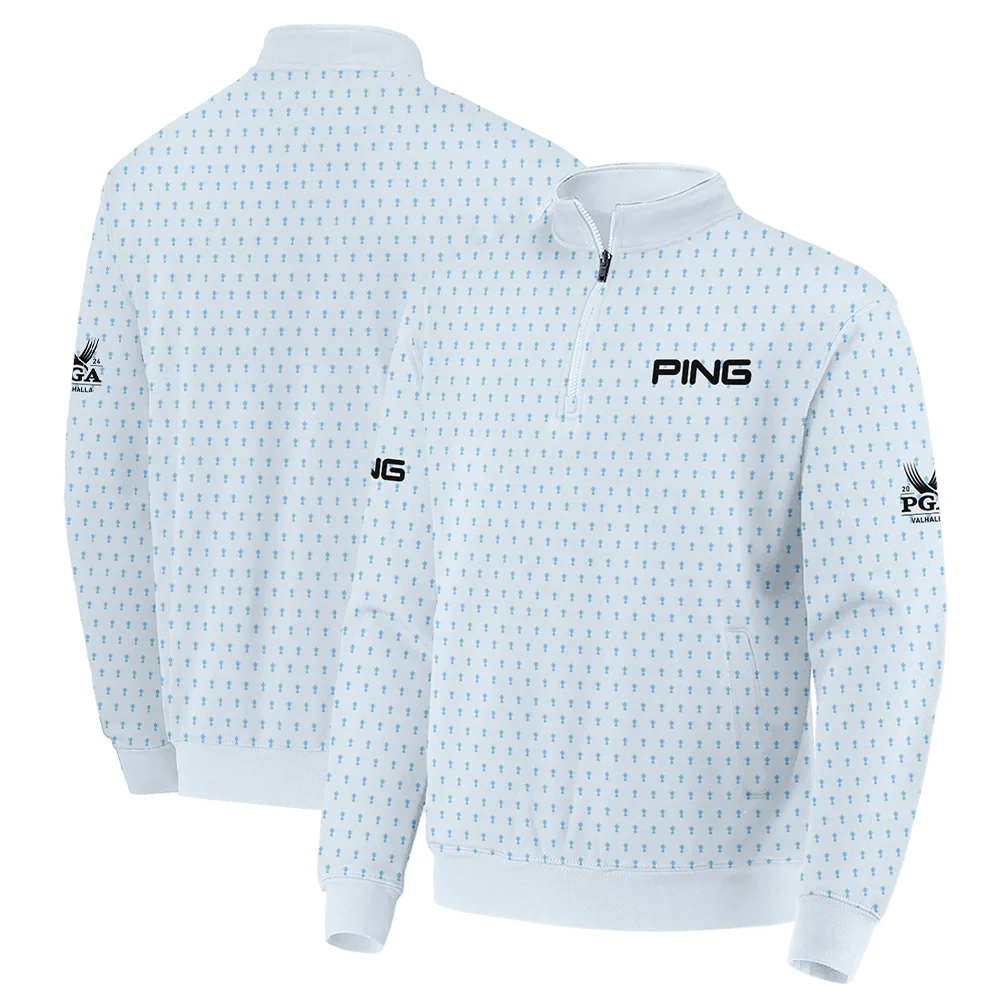 2024 PGA Championship Ping Golf Polo Shirt Light Blue Pastel Golf Cup Pattern All Over Print Polo Shirt For Men