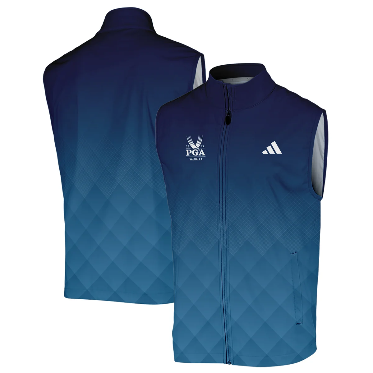 2024 PGA Championship Valhalla Adidas Blue Gradient Abstract Stripes  Sleeveless Jacket Style Classic Sleeveless Jacket