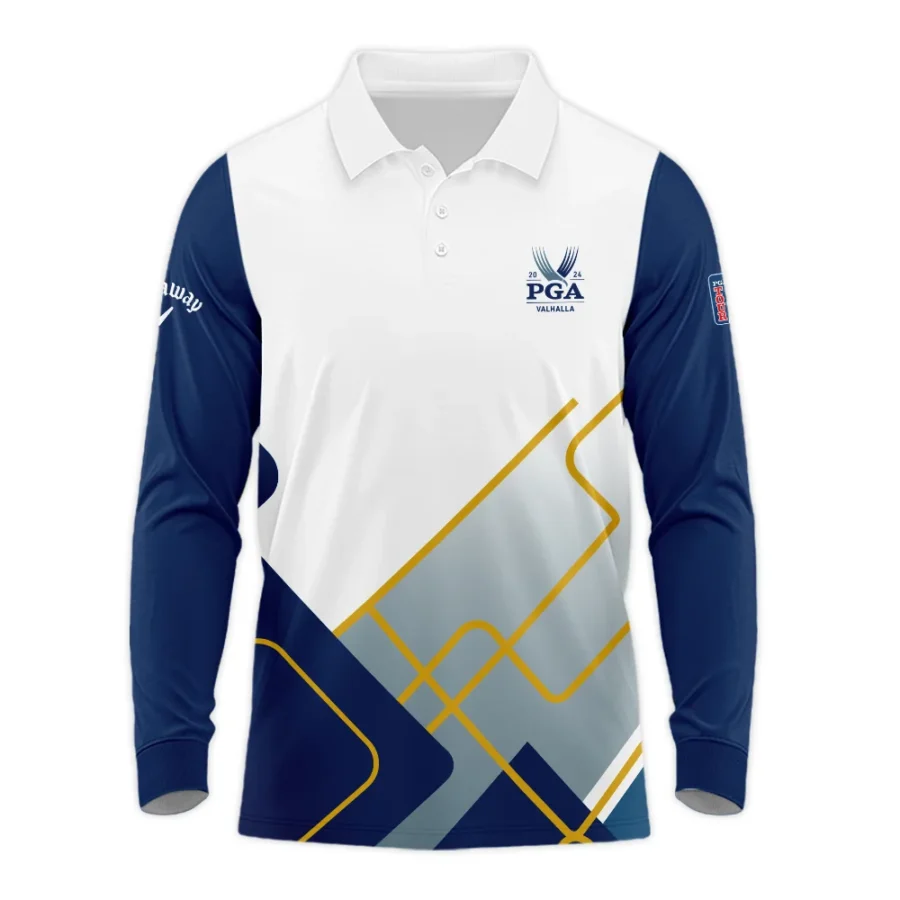 2024 PGA Championship Valhalla Blue White Yellow Line Callaway Long Polo Shirt Style Classic