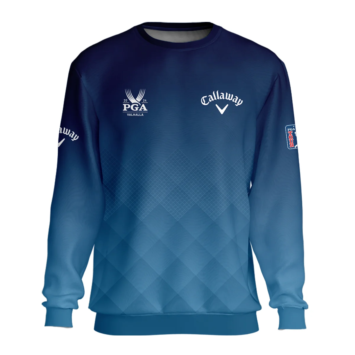 2024 PGA Championship Valhalla Callaway Blue Gradient Abstract Stripes  Zipper Polo Shirt Style Classic Zipper Polo Shirt For Men