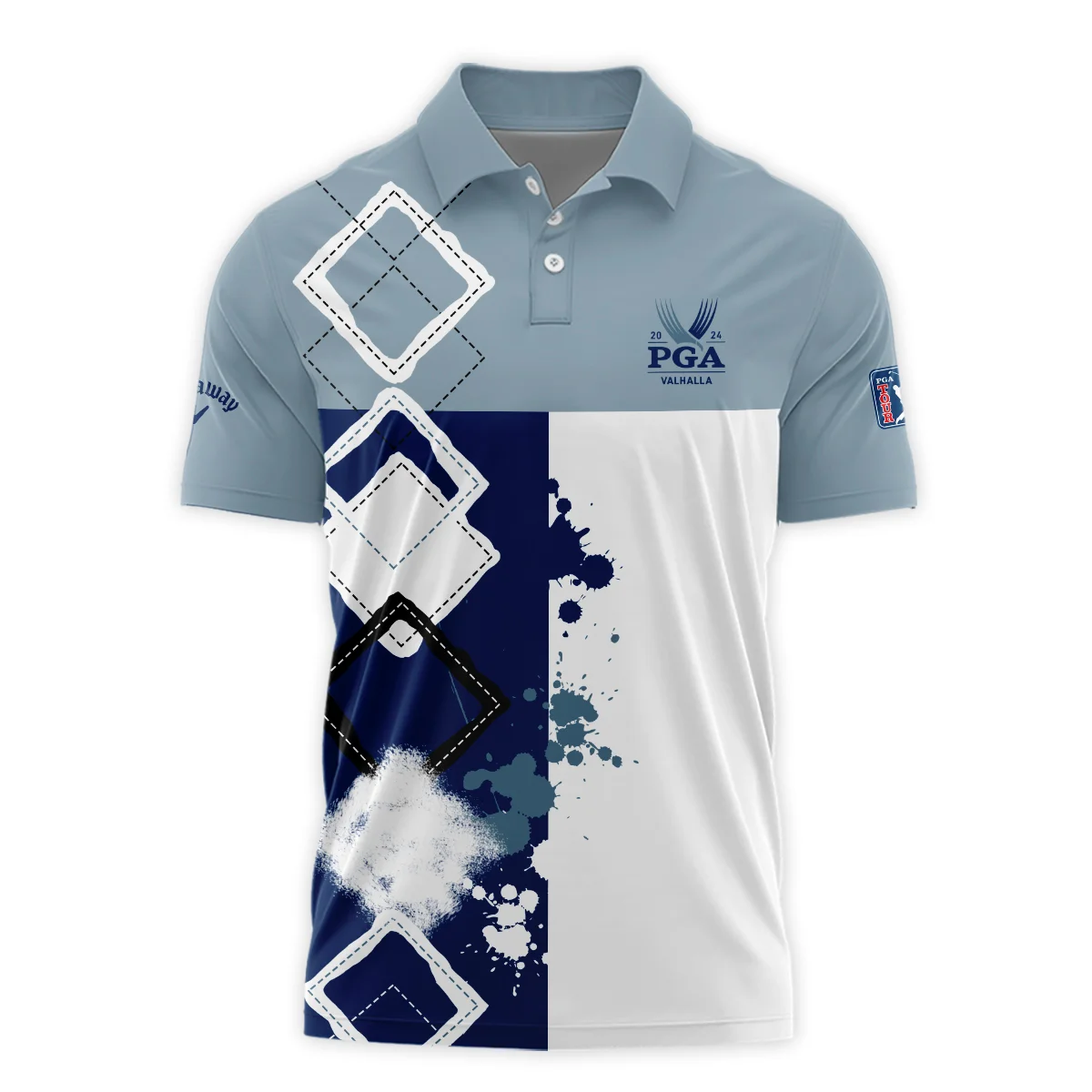 2024 PGA Championship Valhalla Callaway Blue White Brush Line Mandarin collar Quater-Zip Long Sleeve