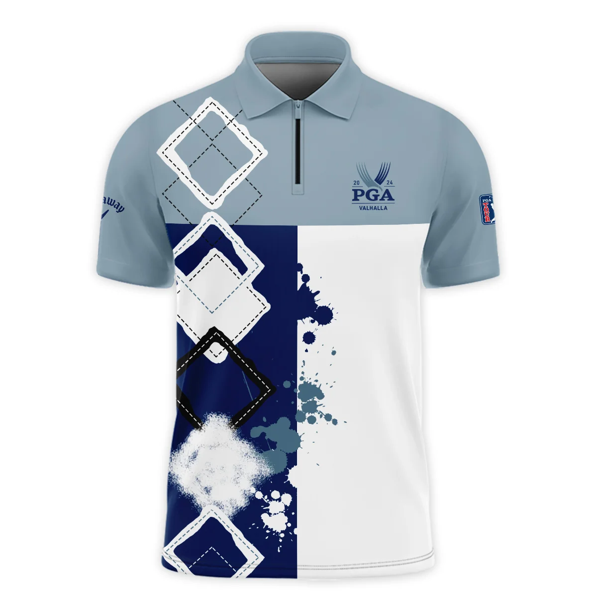2024 PGA Championship Valhalla Callaway Blue White Brush Line Zipper Hoodie Shirt Style Classic Zipper Hoodie Shirt