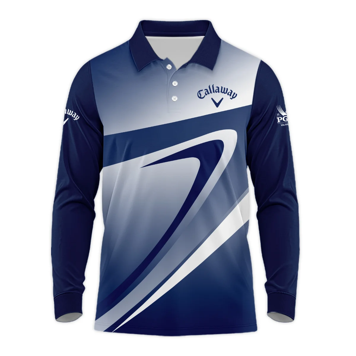 2024 PGA Championship Valhalla Dark Blue White Pattern Callaway Long Polo Shirt Style Classic