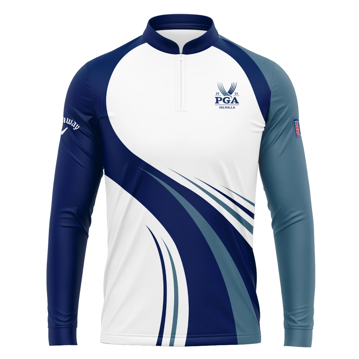 2024 PGA Championship Valhalla Golf Blue Wave Pattern Callaway Zipper Hoodie Shirt Style Classic Zipper Hoodie Shirt