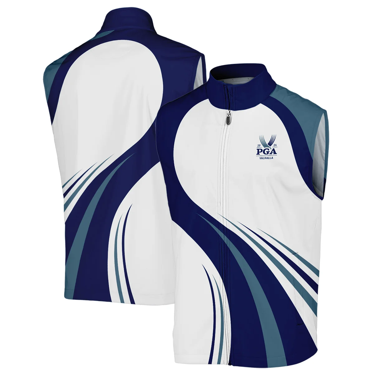 2024 PGA Championship Valhalla Golf Blue Wave Pattern Callaway Mandarin collar Quater-Zip Long Sleeve