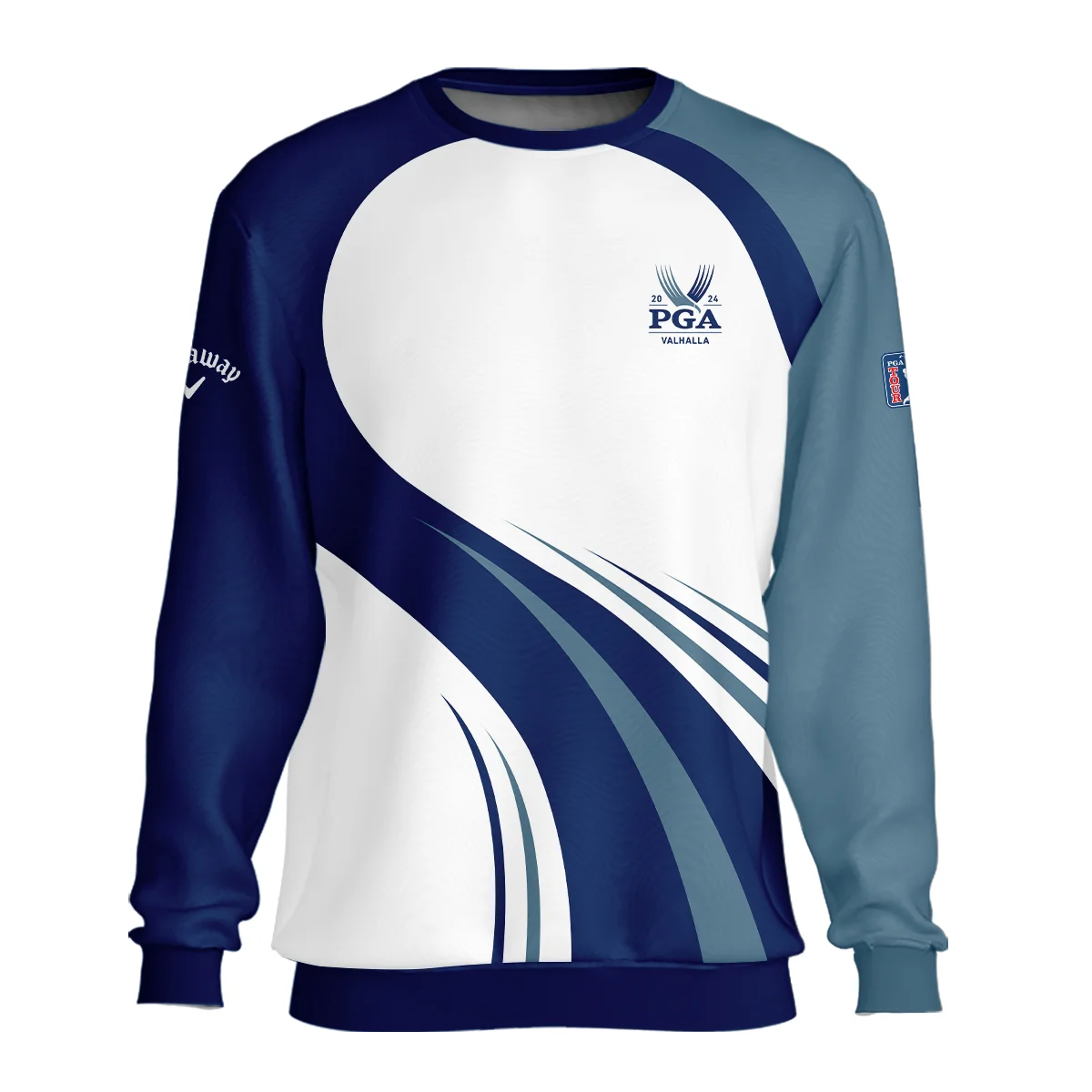2024 PGA Championship Valhalla Golf Blue Wave Pattern Callaway Long Polo Shirt Style Classic Long Polo Shirt For Men