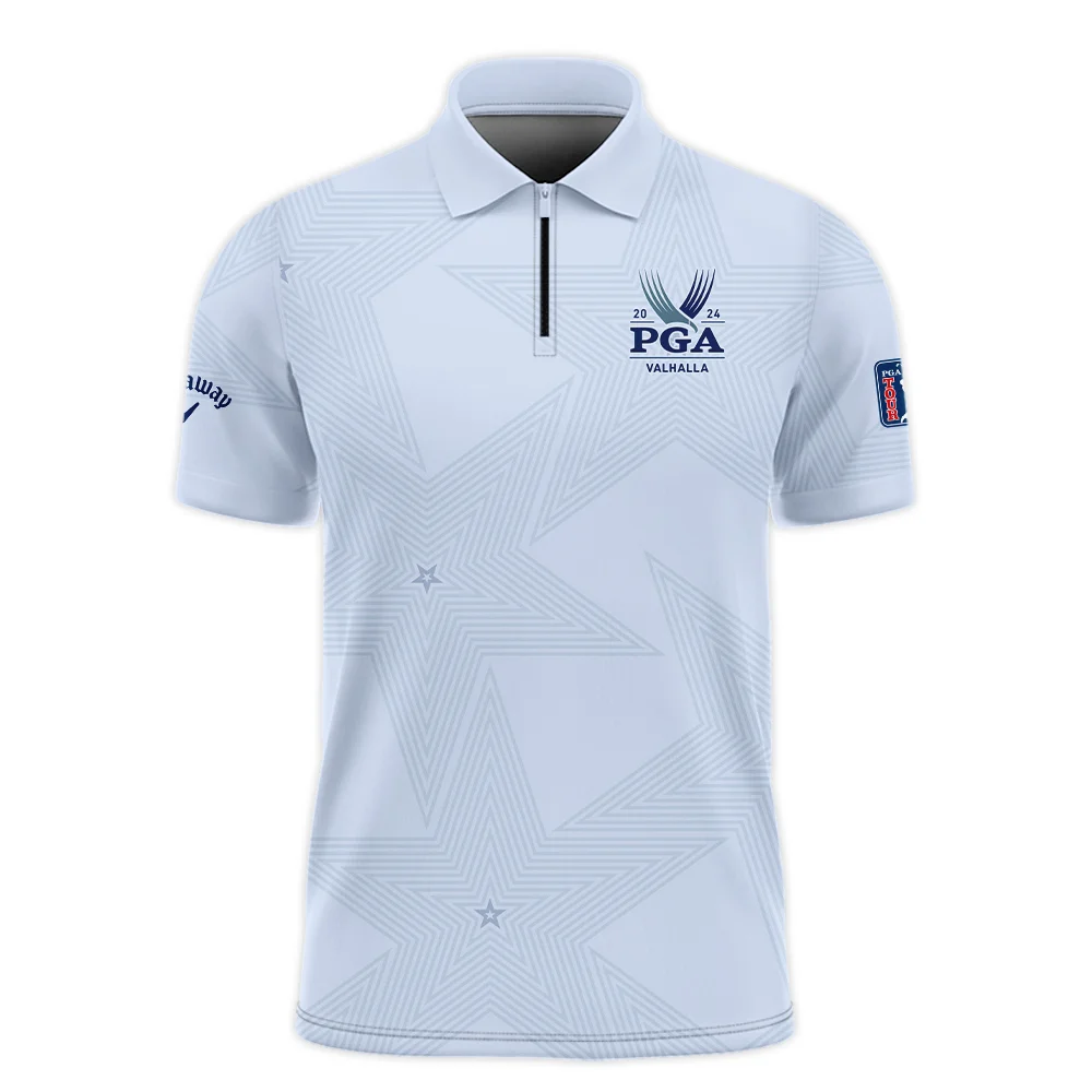 2024 PGA Championship Valhalla Golf Callaway Zipper Polo Shirt Stars Lavender Mist Golf Sports All Over Print Zipper Polo Shirt For Men