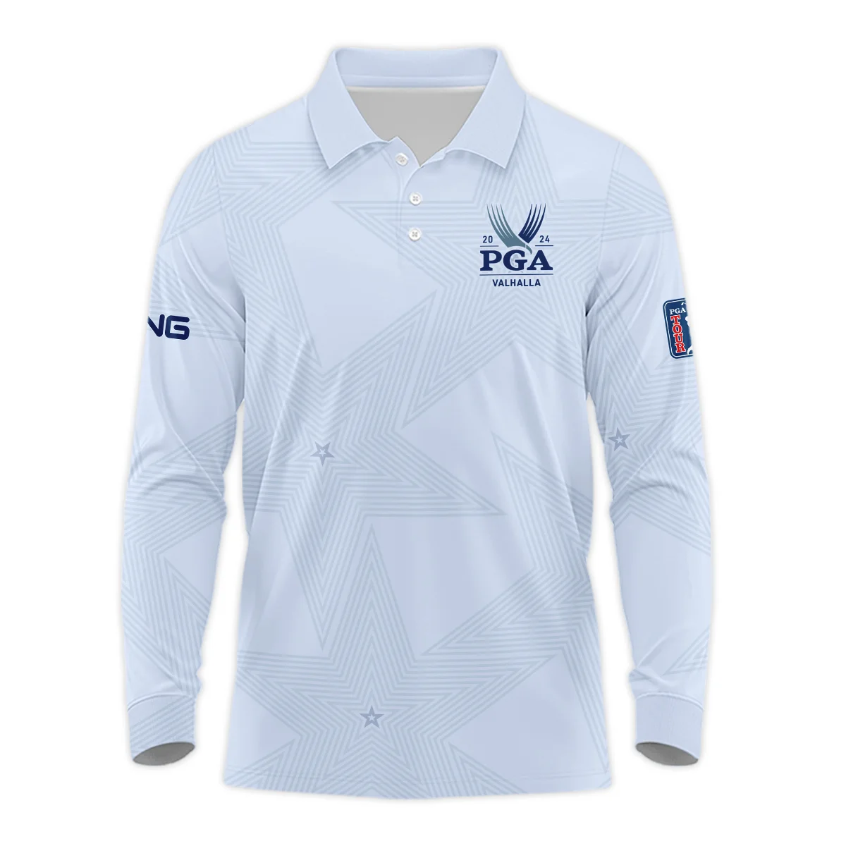 2024 PGA Championship Valhalla Golf Ping Long Polo Shirt Stars Lavender Mist Golf Sports All Over Print Long Polo Shirt For Men