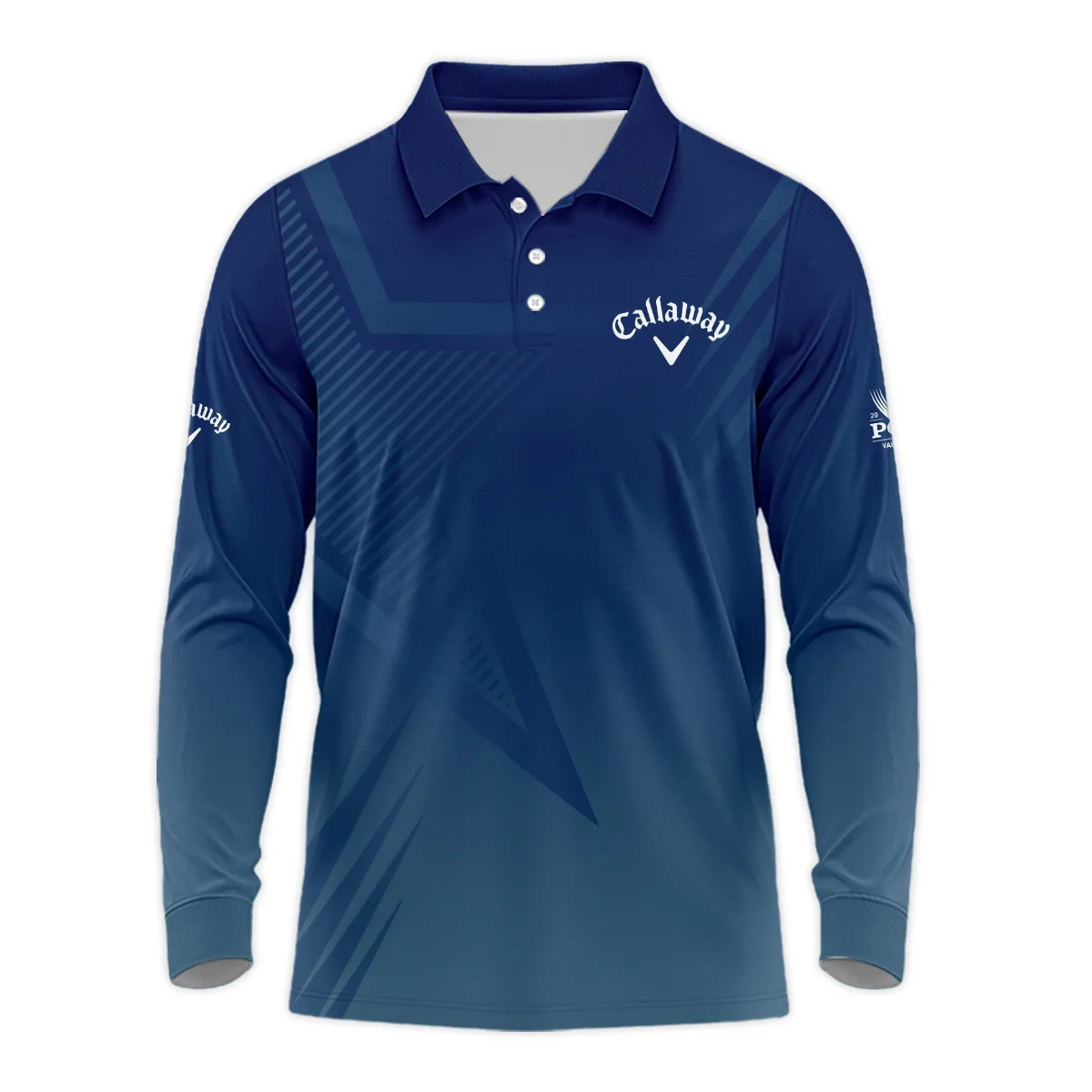 2024 PGA Championship Valhalla Golf Sport Callaway Long Polo Shirt Star Blue Gradient Straight Pattern Long Polo Shirt For Men