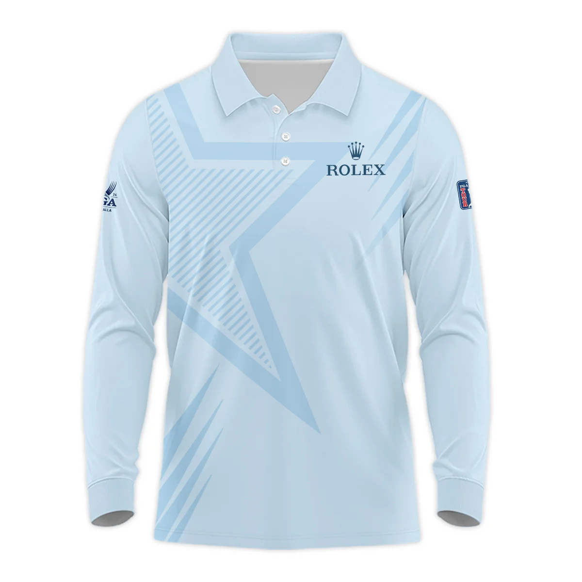 2024 PGA Championship Valhalla Golf Star Line Pattern Light Blue Rolex Mandarin collar Quater-Zip Long Sleeve