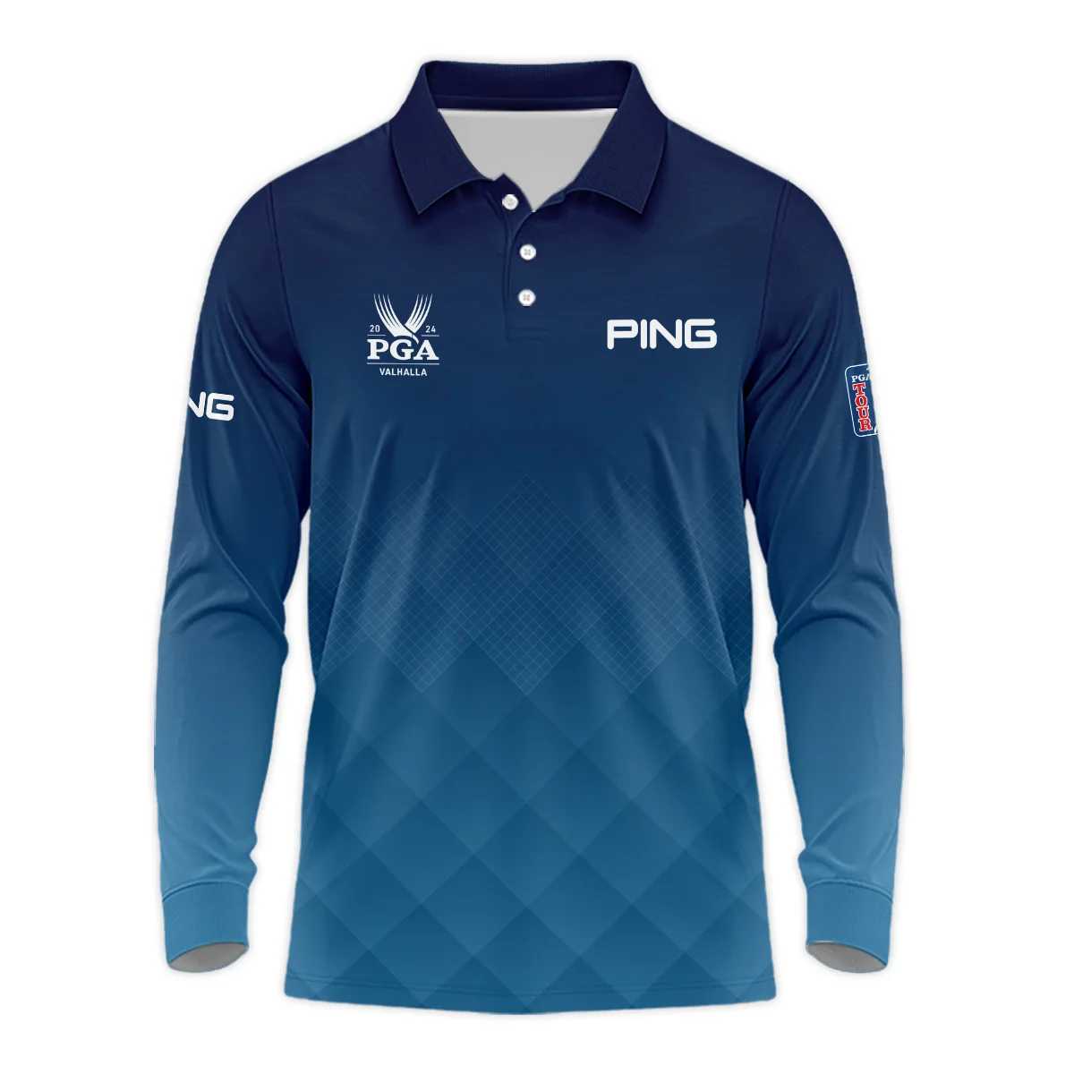 2024 PGA Championship Valhalla Ping Blue Gradient Abstract Stripes  Vneck Polo Shirt Style Classic Polo Shirt For Men