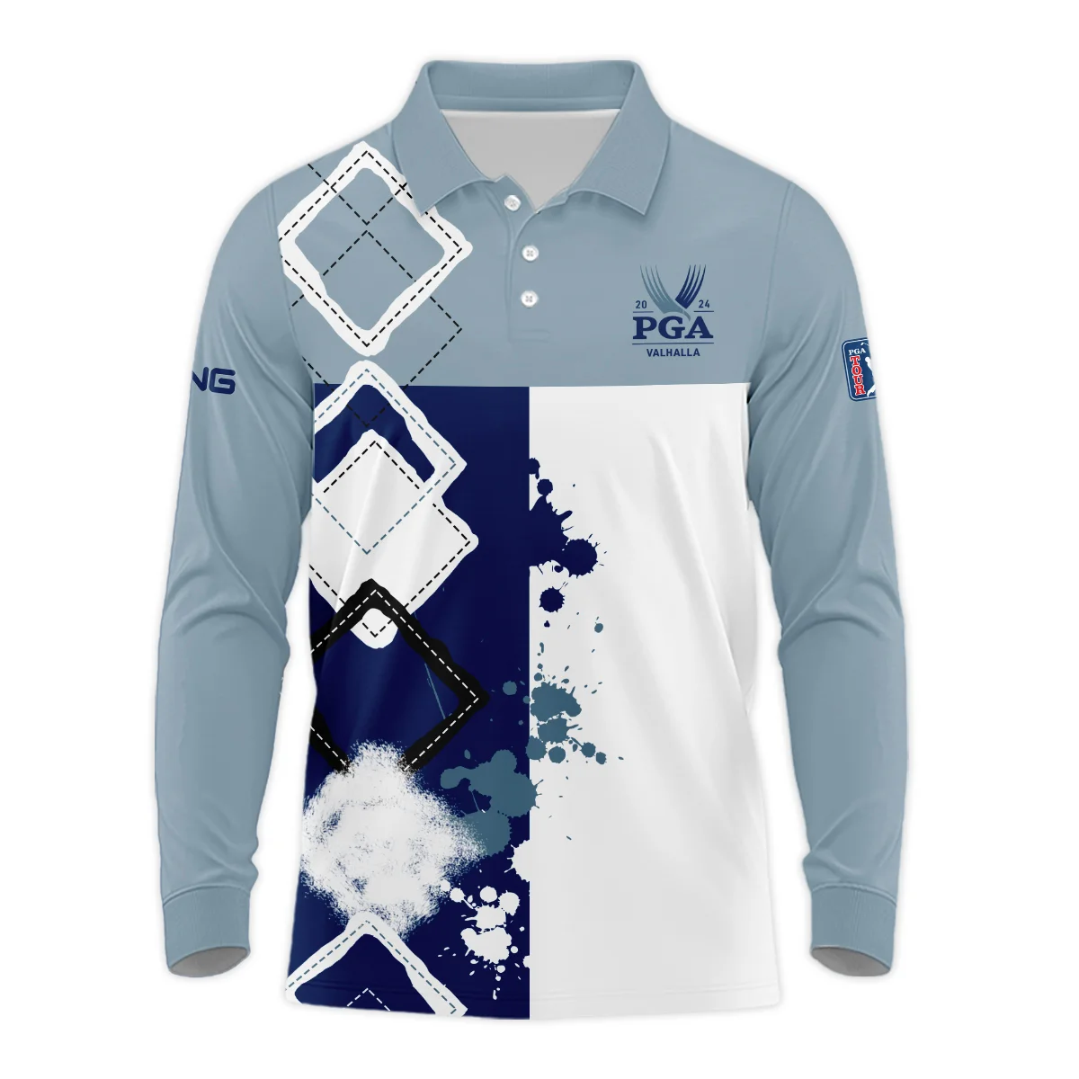 2024 PGA Championship Valhalla Ping Blue White Brush Line Zipper Hoodie Shirt Style Classic Zipper Hoodie Shirt
