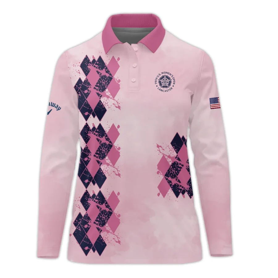 79th U.S. Women’s Open Lancaster Callaway Argyle Plaid Pink Blue Pattern Long Polo Shirt