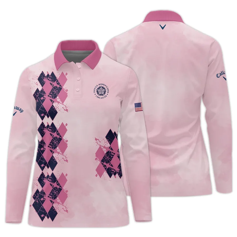 79th U.S. Women’s Open Lancaster Callaway Argyle Plaid Pink Blue Pattern Long Polo Shirt