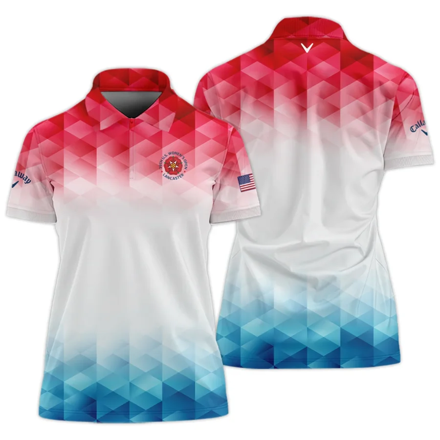 79th U.S. Women’s Open Lancaster Callaway Blue Red Abstract Zipper Short Polo Shirt