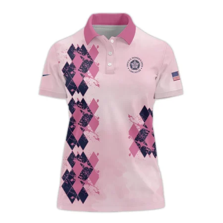 79th U.S. Women’s Open Lancaster Nike Argyle Plaid Pink Blue Pattern Zipper Short Polo Shirt