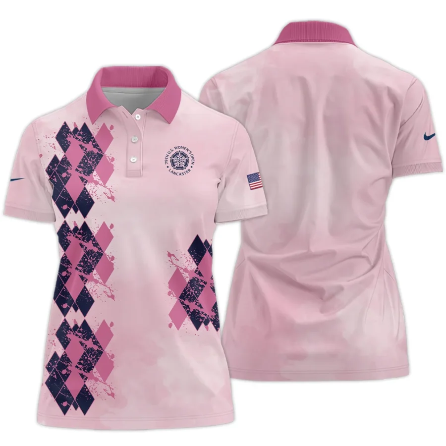 79th U.S. Women’s Open Lancaster Nike Argyle Plaid Pink Blue Pattern Short Polo Shirt