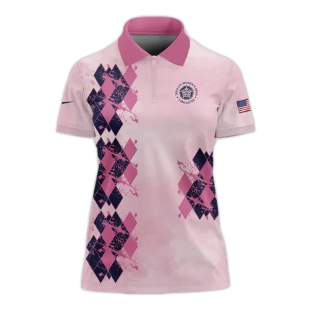 79th U.S. Women’s Open Lancaster Nike Argyle Plaid Pink Blue Pattern Zipper Sleeveless Polo Shirt