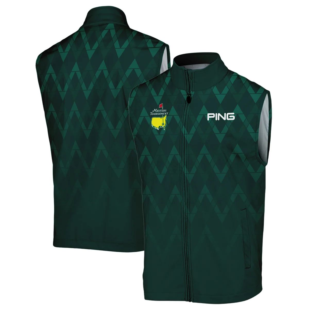 Abstract Dark Green Zigzag Background Masters Tournament Ping Vneck Polo Shirt Style Classic Polo Shirt For Men
