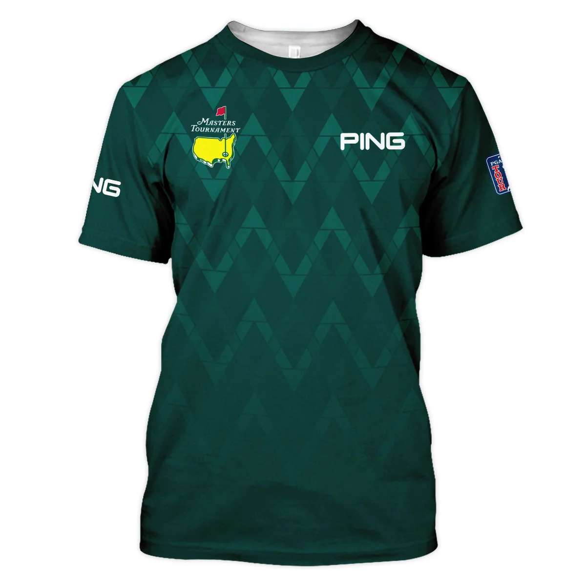 Abstract Dark Green Zigzag Background Masters Tournament Ping Vneck Long Polo Shirt Style Classic Long Polo Shirt For Men