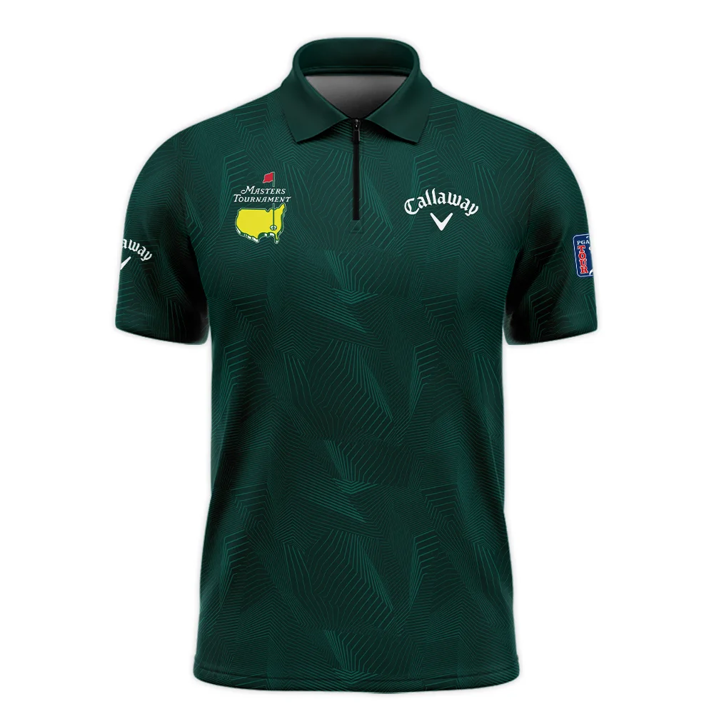 Abstract Pattern Lines Forest Green Masters Tournament Callaway Zipper Polo Shirt Style Classic Zipper Polo Shirt For Men