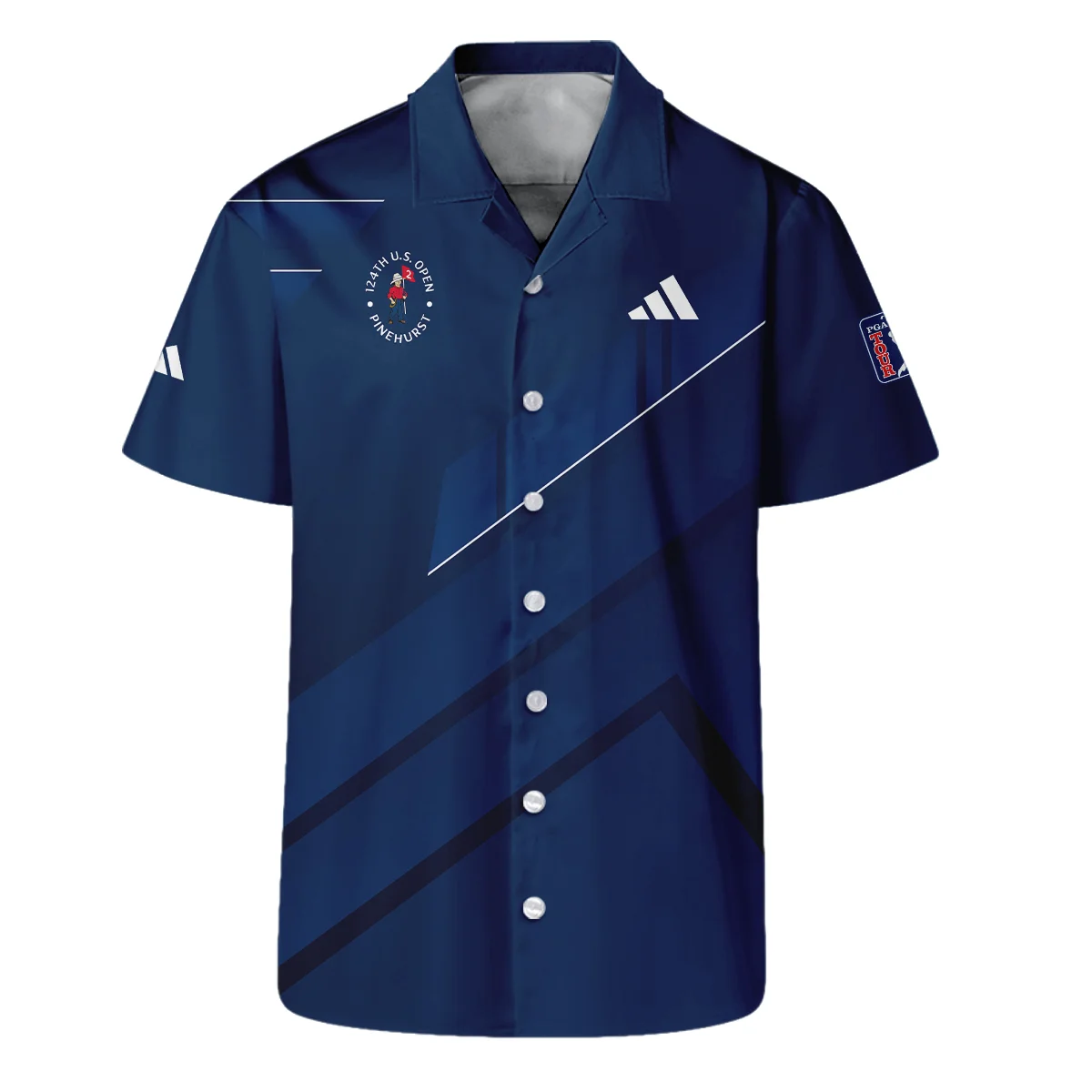 Adidas 124th U.S. Open Pinehurst Blue Gradient With White Straight Line Polo Shirt Style Classic Polo Shirt For Men