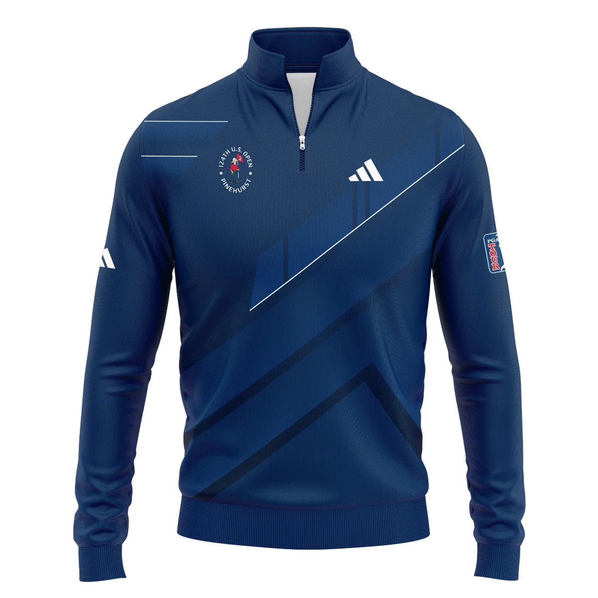 Adidas 124th U.S. Open Pinehurst Blue Gradient With White Straight Line Quarter-Zip Jacket Style Classic Quarter-Zip Jacket