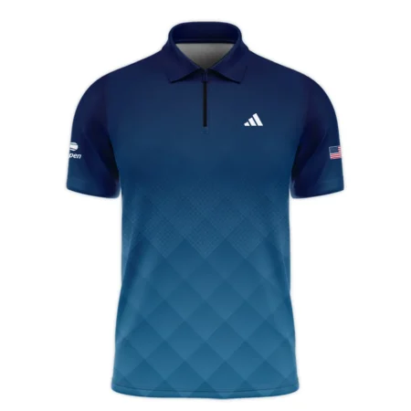 Adidas Blue Abstract Background US Open Tennis Champions Zipper Polo Shirt Style Classic Zipper Polo Shirt For Men