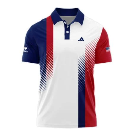 Adidas Blue Red Straight Line White US Open Tennis Champions Mandarin collar Quater-Zip Long Sleeve